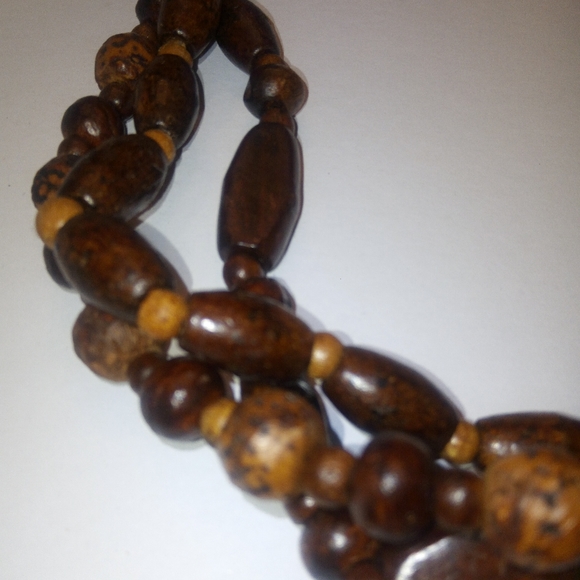 Wood Bead Multilayered Necklace - Picture 7 of 7